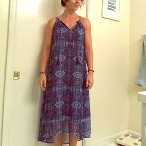 XS Blue paisley midi summer dress